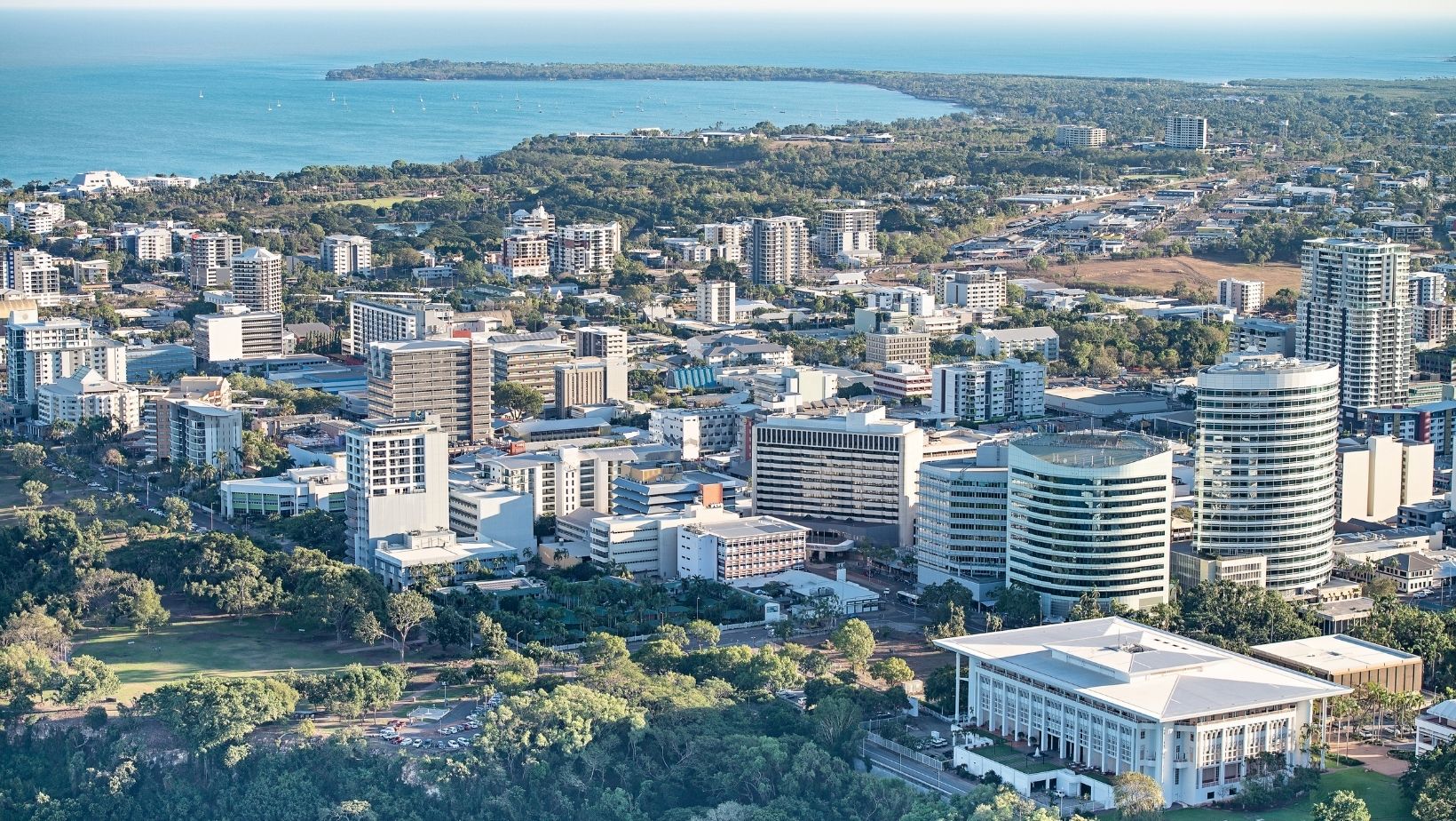 Aerial view of Darwin CBD, Northern Territory — Interetail's home city.